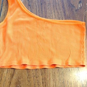 Orange one shoulder crop shirt